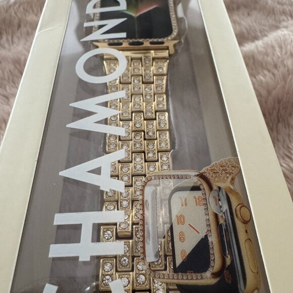 NIB Pink Sky Brand Chamond + Apple Watch Band - Retro Crystals and Bumper - Picture 3 of 7